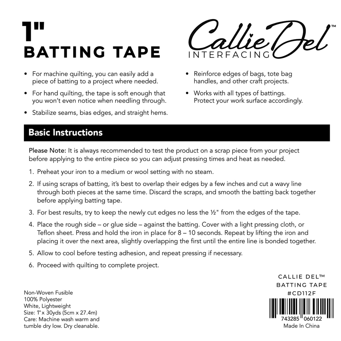 Batting Tape 1" x 30 yds