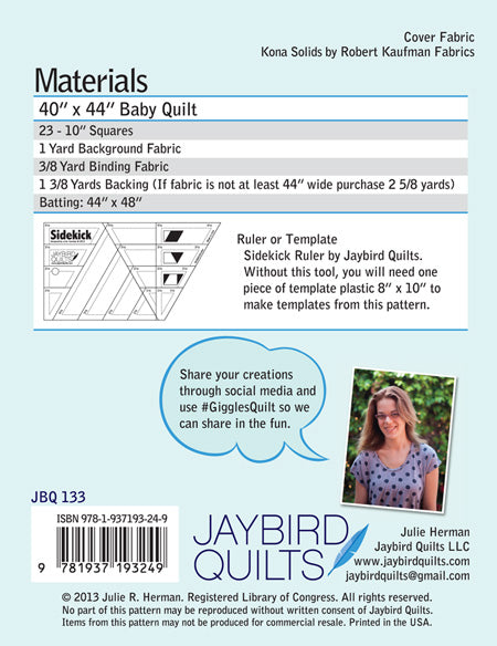 Giggles by Jaybird Quilts. Baby quilt 40x 44"