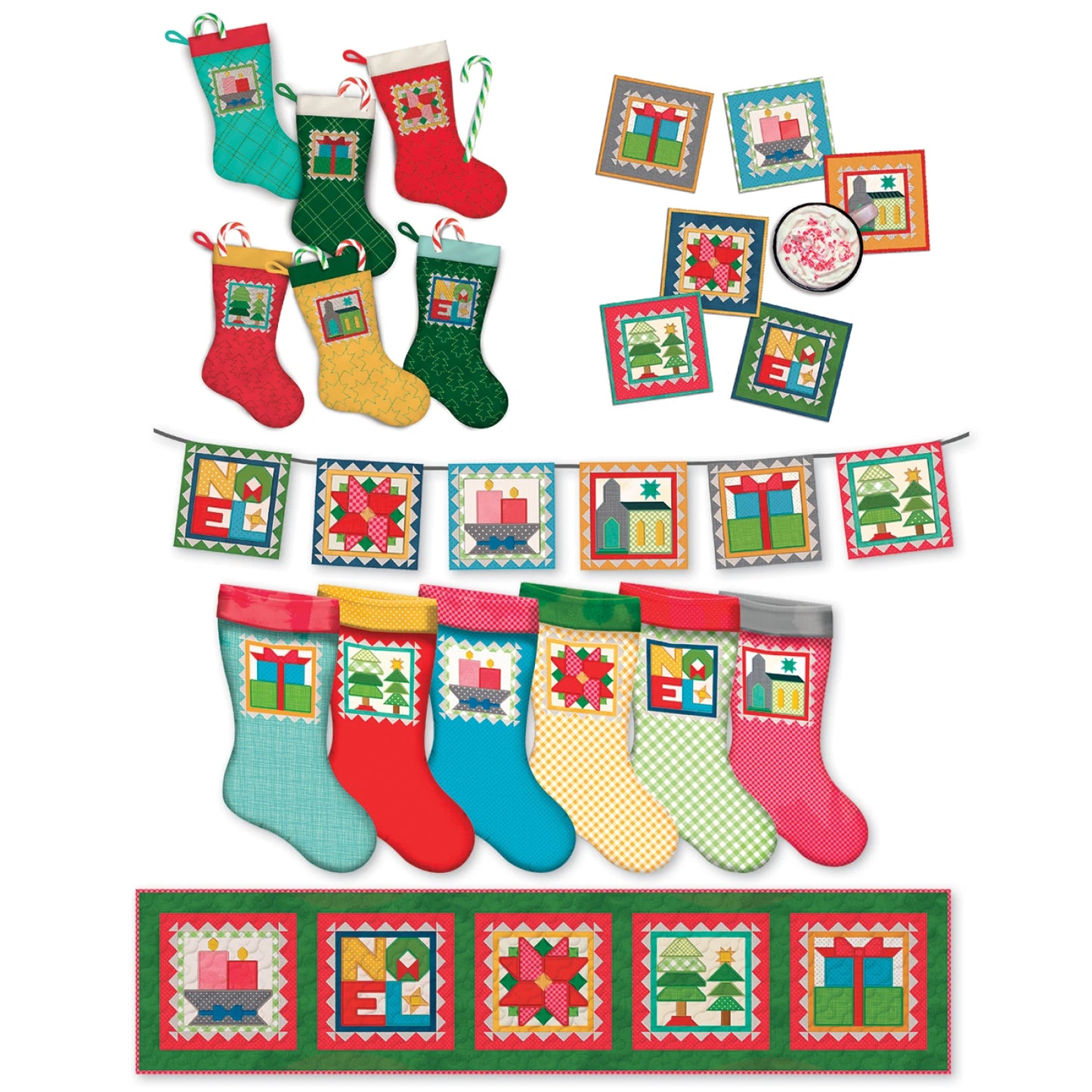 Home Town Holiday: Holiday Stockings by Lori Holt - Machine Embroidery USB