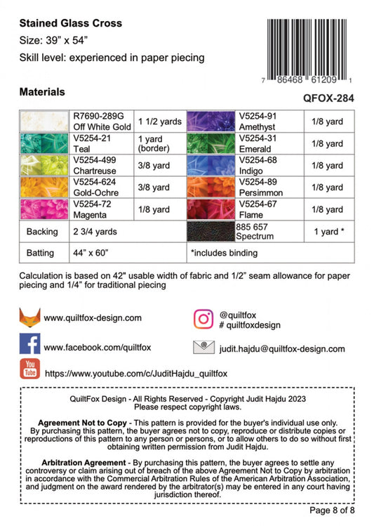 Stained Glass Cross Ptn