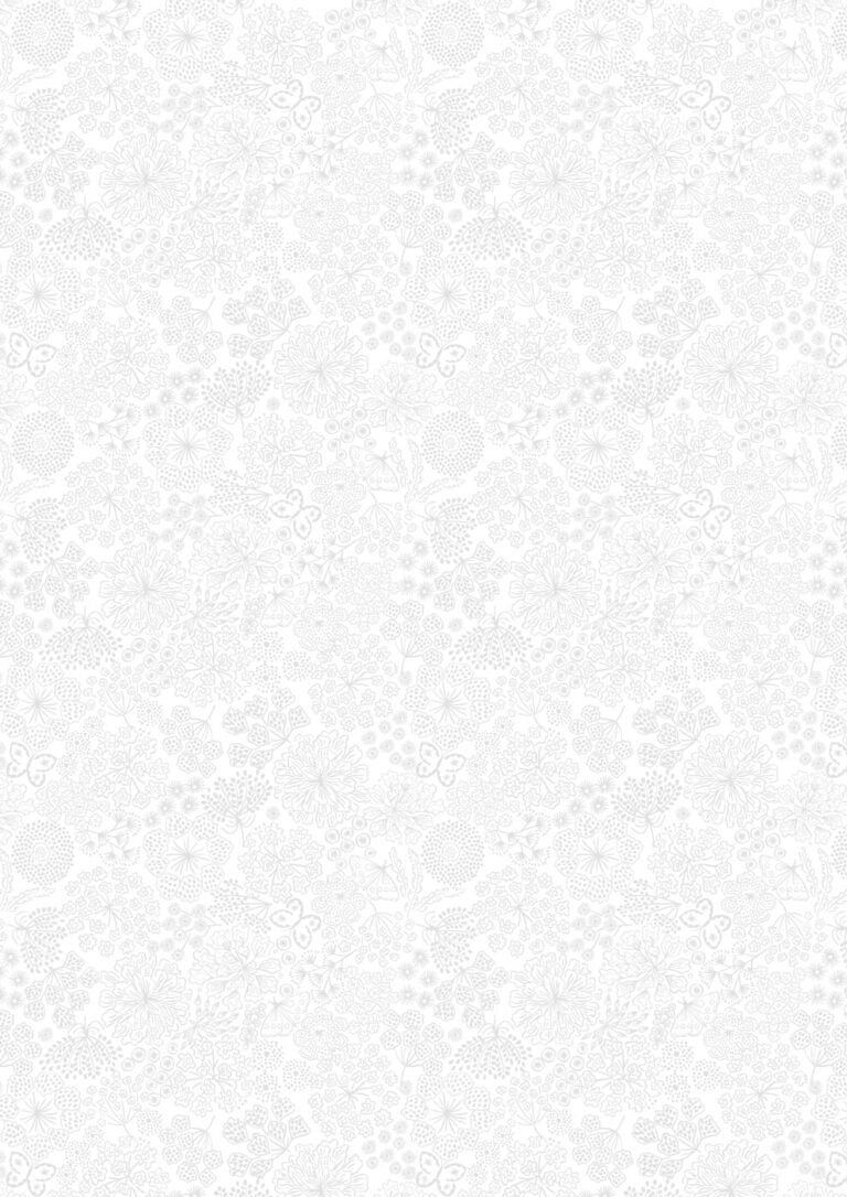 Tiny Tonals - Butterfly Floral (White on White)