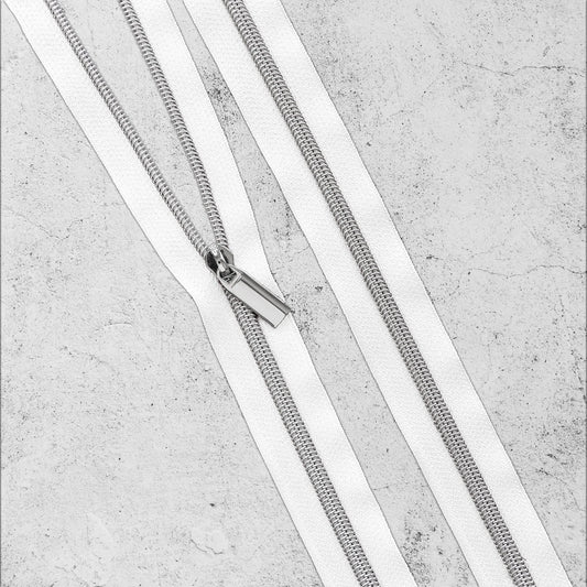 Zipper by the Yard - White