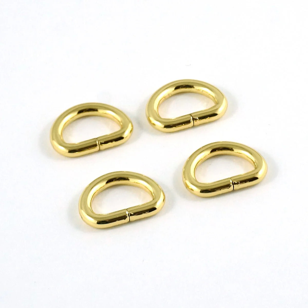 1/2" D Ring - Gold 4-pack