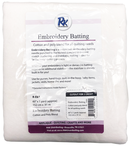 Embroidery Batting 60" x 1yd