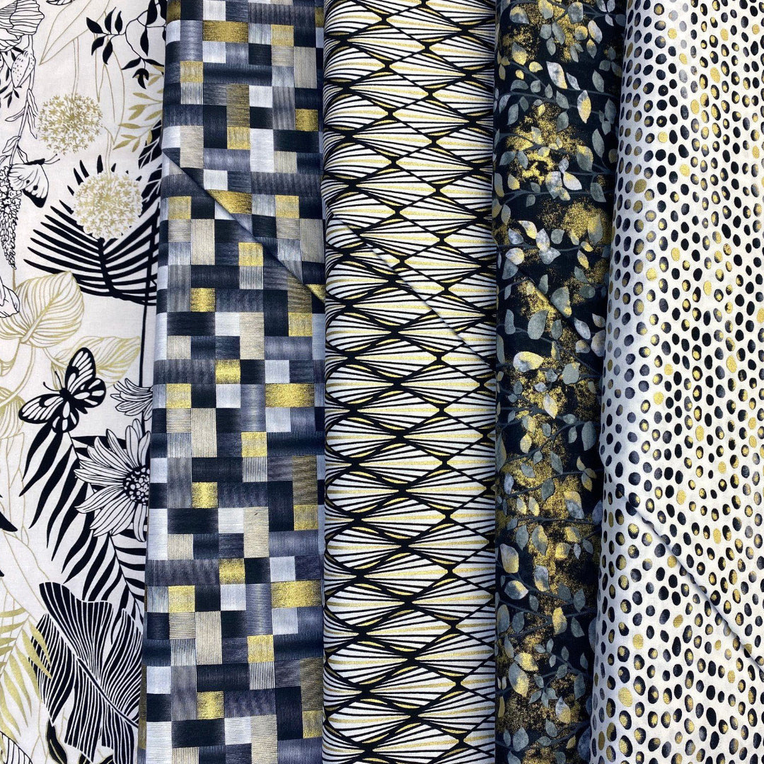Black White & 24 Karat by Color Principle for Henry Glass Fabrics