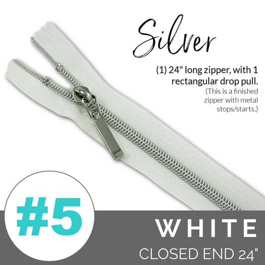 #5 Zip White EBZP5-WHT24SL