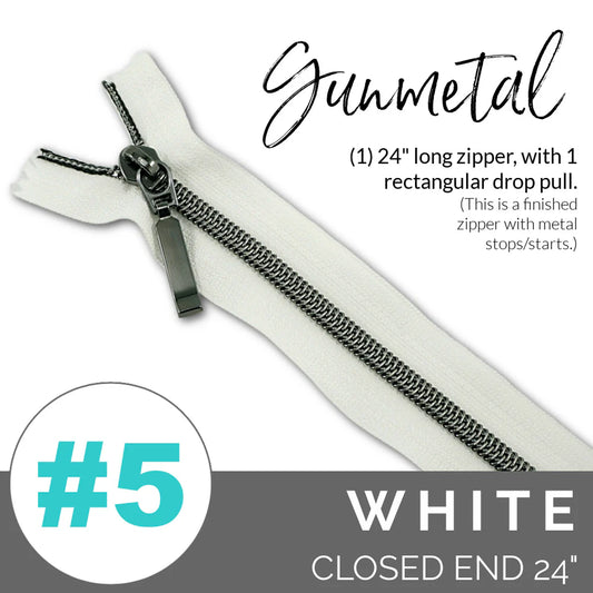 #5 Zip White EBZP5-WHT24GM