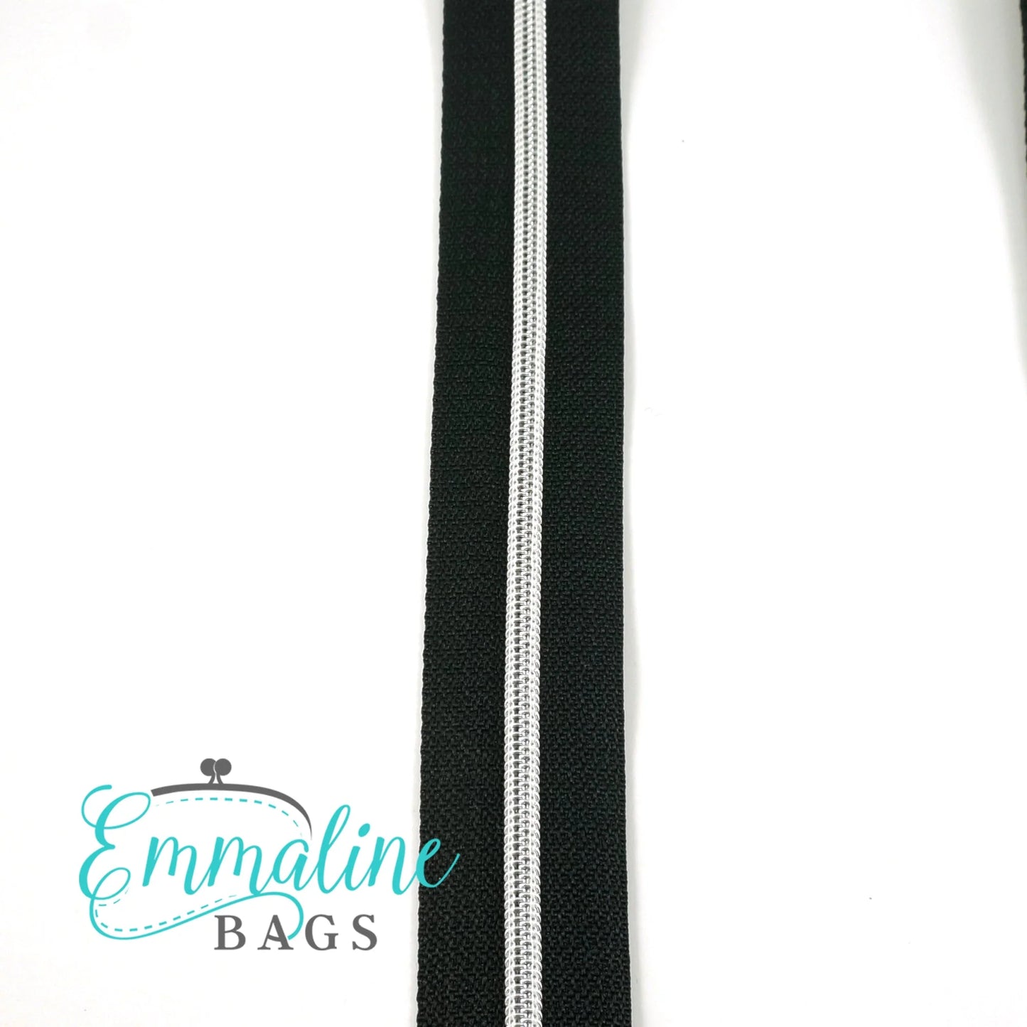 Black #3 zipper,  Silver, 3yds