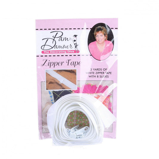 Zipper -3yd-8 Slides-White