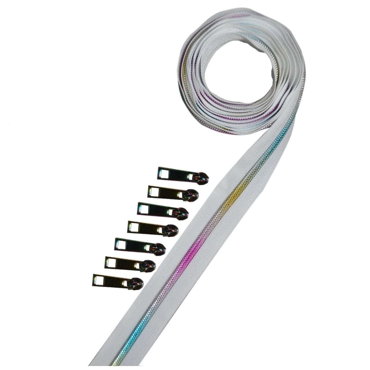 3yds of Zipper (White-Rainbow)