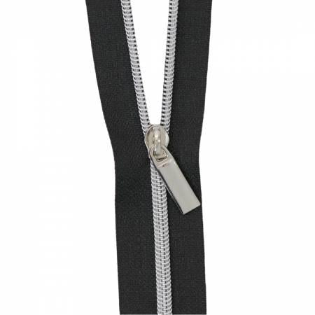 3 Yards Black Zipper Nickel
