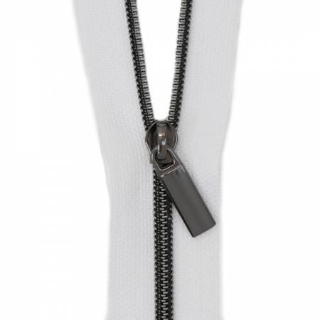 3 Yards White Zipper Gun Metal