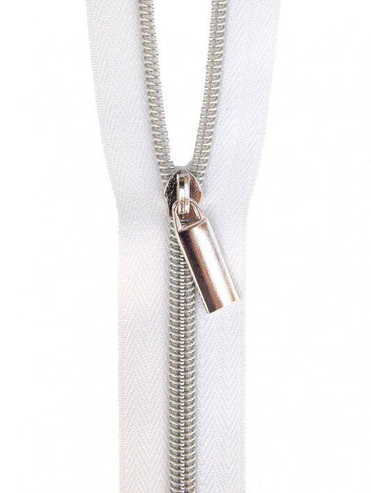 3 Yards White Zipper Nickel