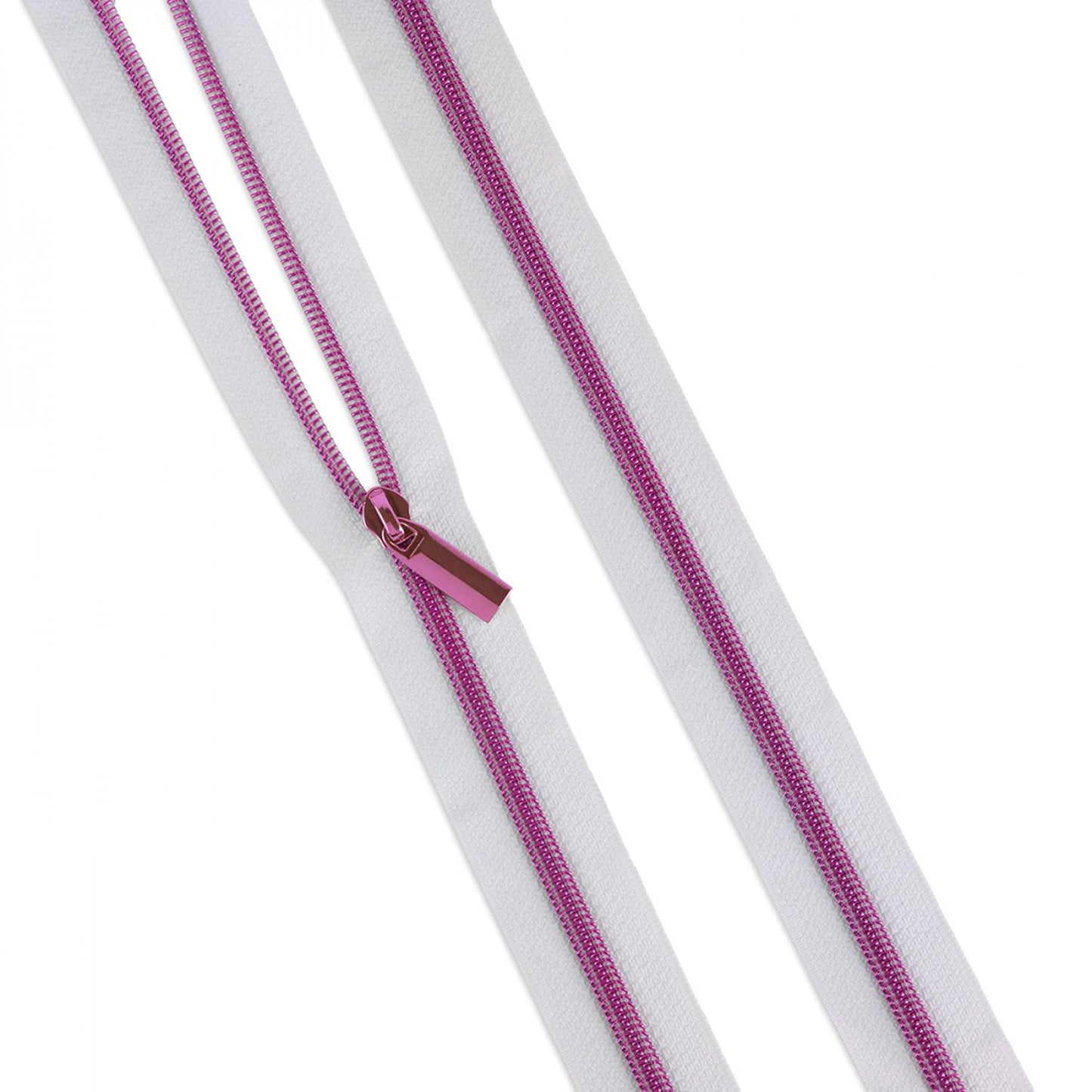 3 Yd Zipper White + Pink