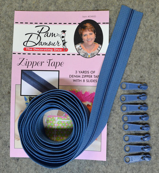 Zipper, 3yd, denim