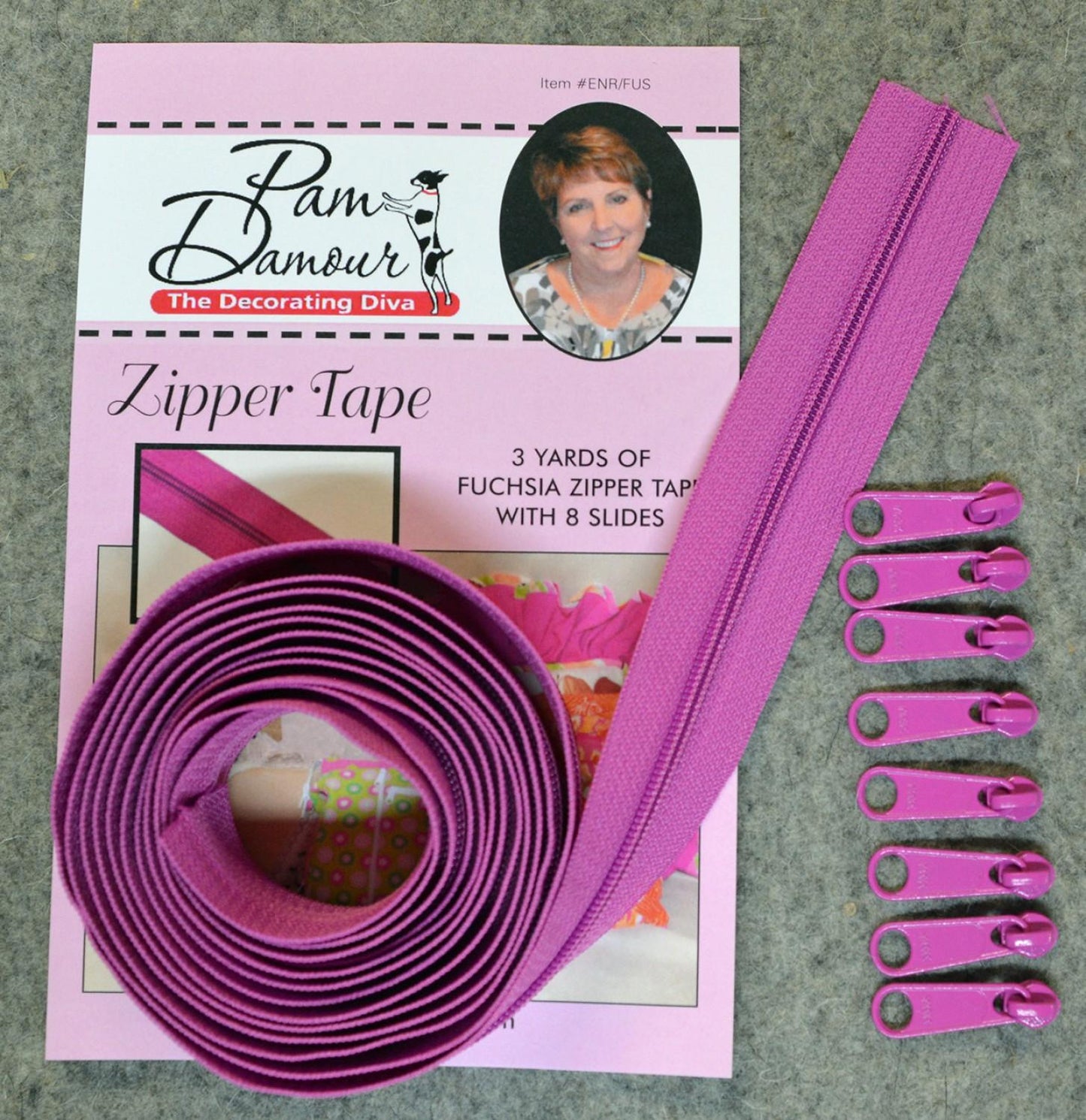 Zipper, 3yd, fuchsia