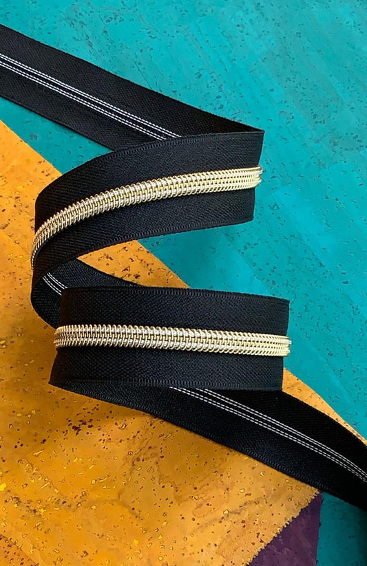 3yd Black Zipper Gold #5