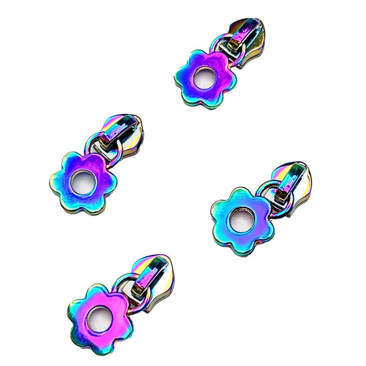 Flower Zipper Pull #5 Rainbow