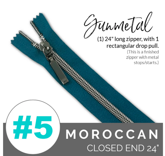 #5 Zipper, 24", Moroccan Blue