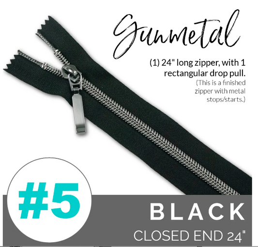 #5 Zipper, 24", Black, GM