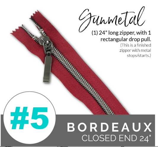 #5 Zipper, 24", Bordeaux, GM
