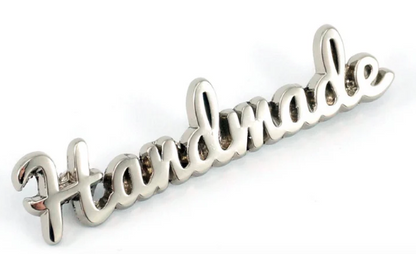 Metal Bag Label: Script Style "Handmade"