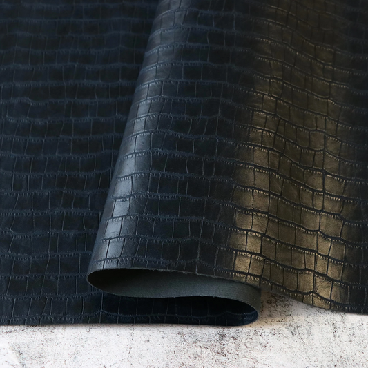 Navy Croc Faux Leather