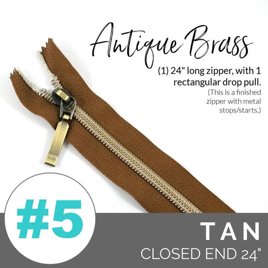 #5 Zipper, 24", Tan, AB