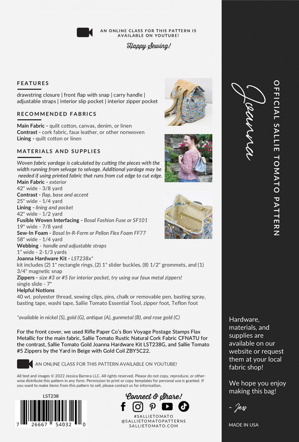 Joanna Backpack Pattern