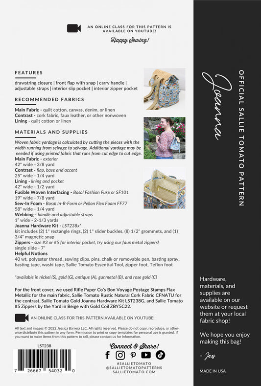 Joanna Backpack Pattern