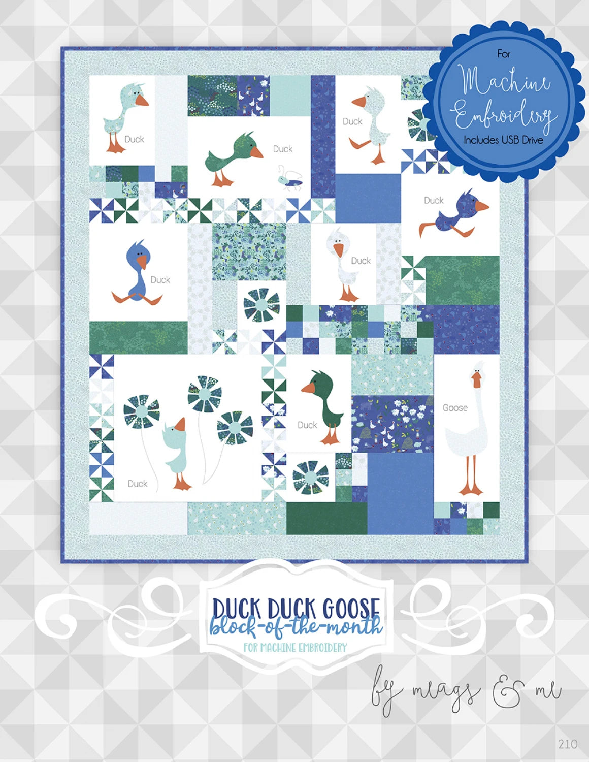Duck Duck Goose Block of the Month USB for Machine Embroidery