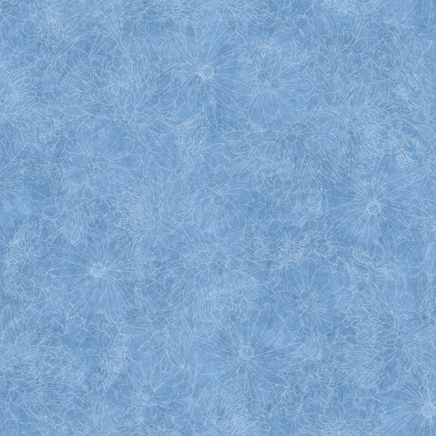 Fine Line Floral 108" Wide (Blue)