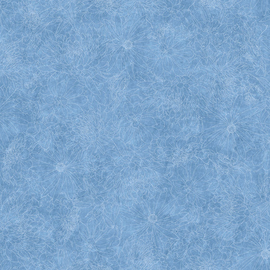 Fine Line Floral 108" Wide (Blue)