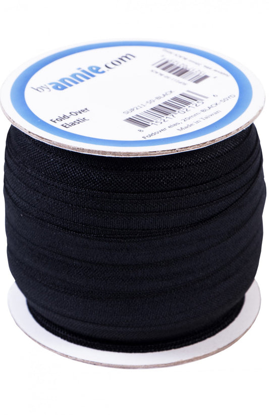 Fold Over Elastic Black