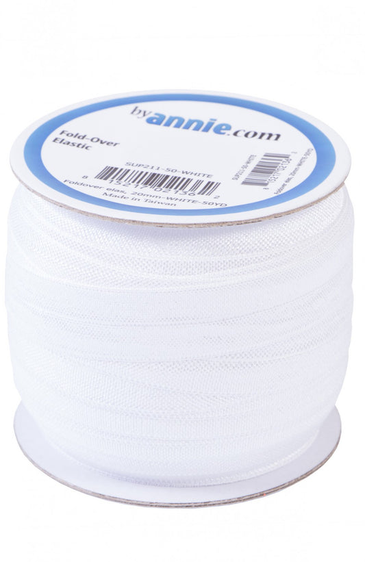 Fold Over Elastic White