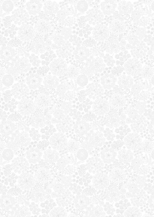 Tiny Tonals - Butterfly Floral (White on White)