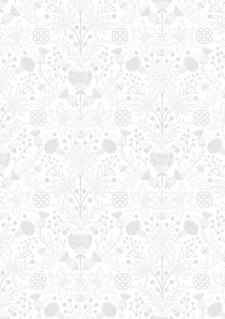 Tiny Tonals - Celtic Thistles (White on White)
