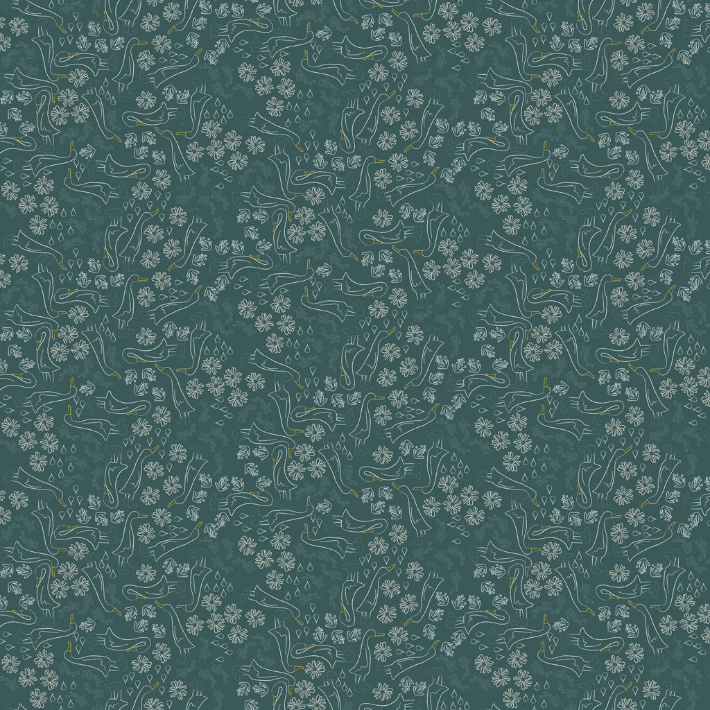 Rainy Days Y5003-105 Dark Teal Linework