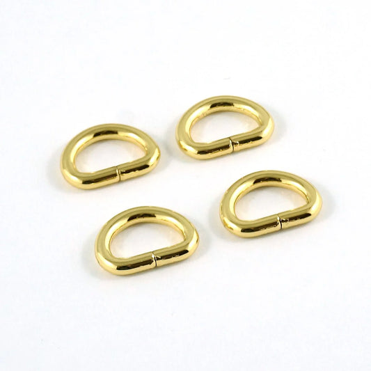 1/2" D Ring - Gold 4-pack