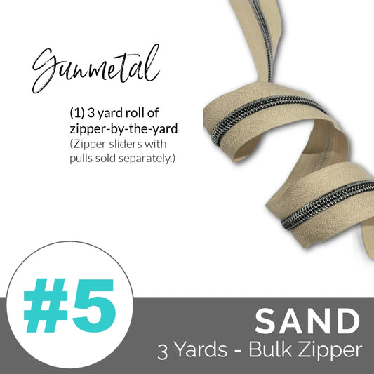 Sand | Emmaline Zipper-by-the-Yard | Nylon Coil Zipper | SIZE#5* (3 Yards)