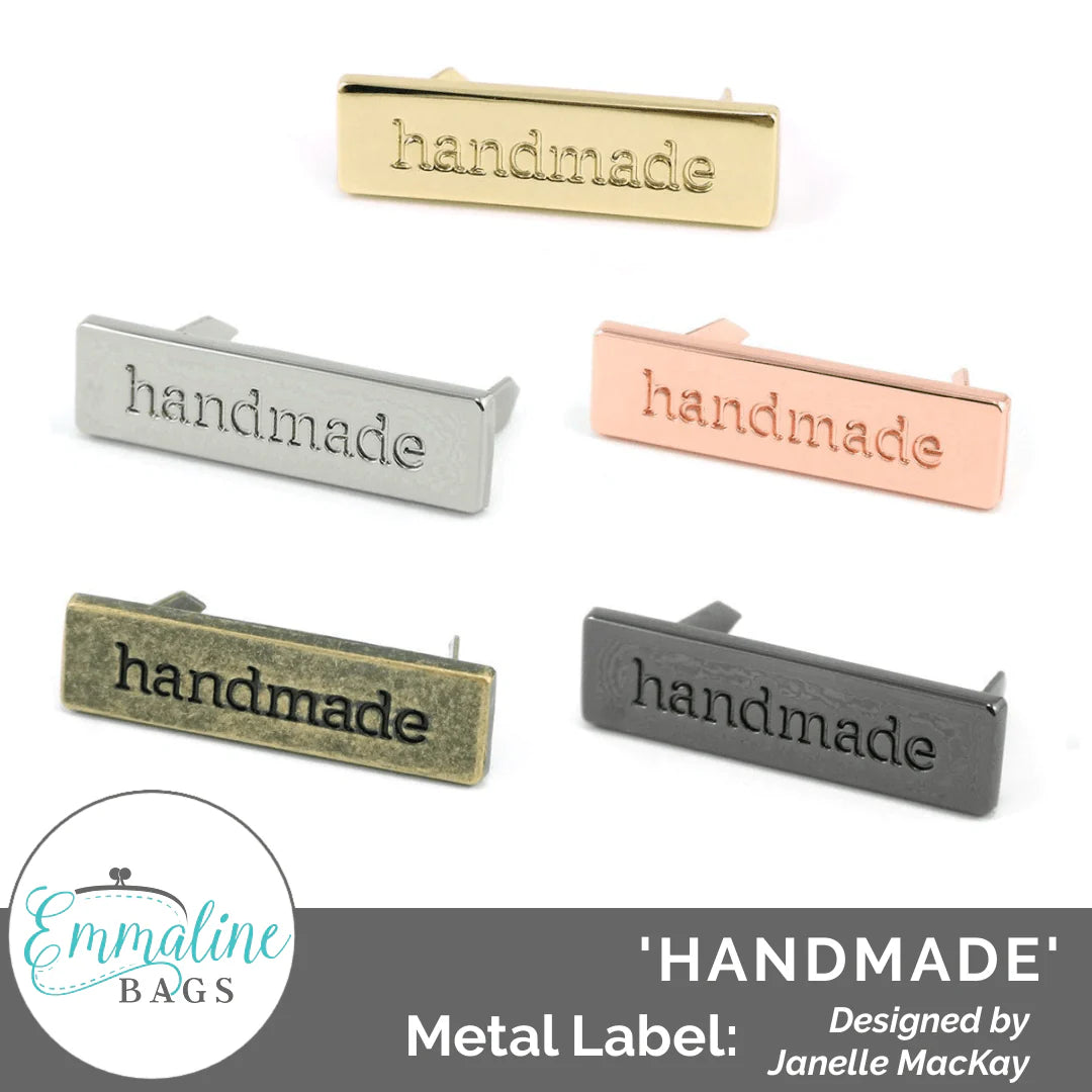Metal Bag Label: "handmade"