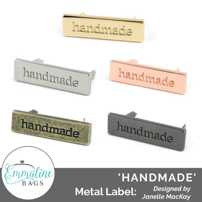 Metal Bag Label: "handmade"