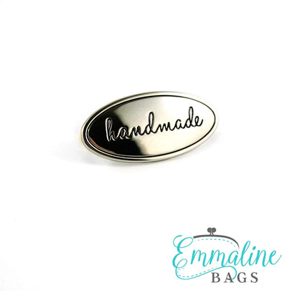 Metal Bag Label: Oval with "Handmade"