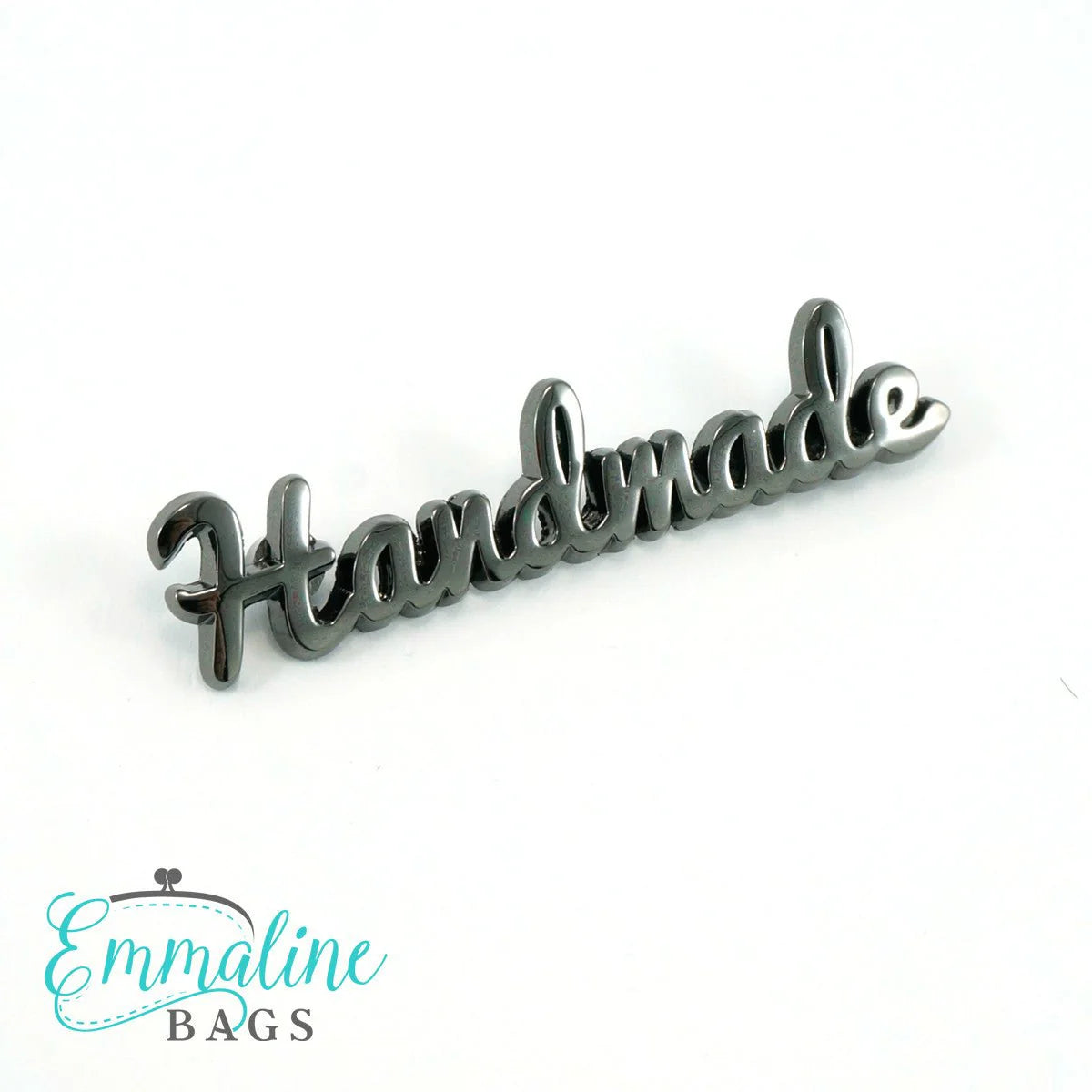 Metal Bag Label: Script Style "Handmade"