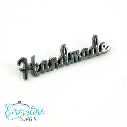 Metal Bag Label: Script Style "Handmade"