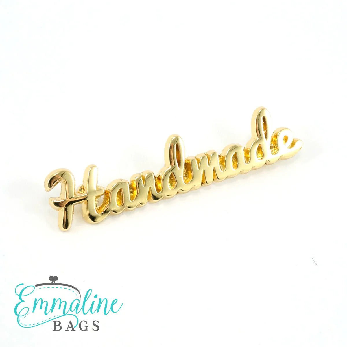 Metal Bag Label: Script Style "Handmade"