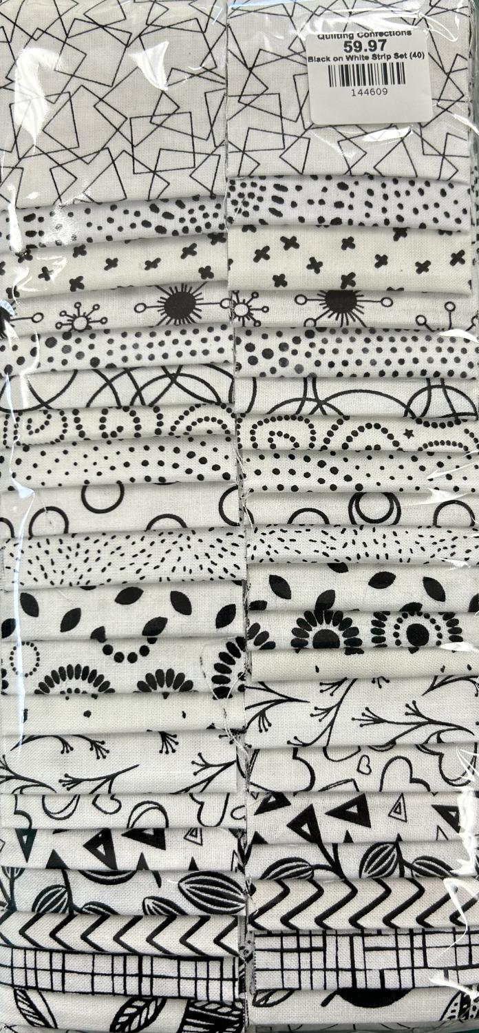 Black on White 2.5" Strips(40)