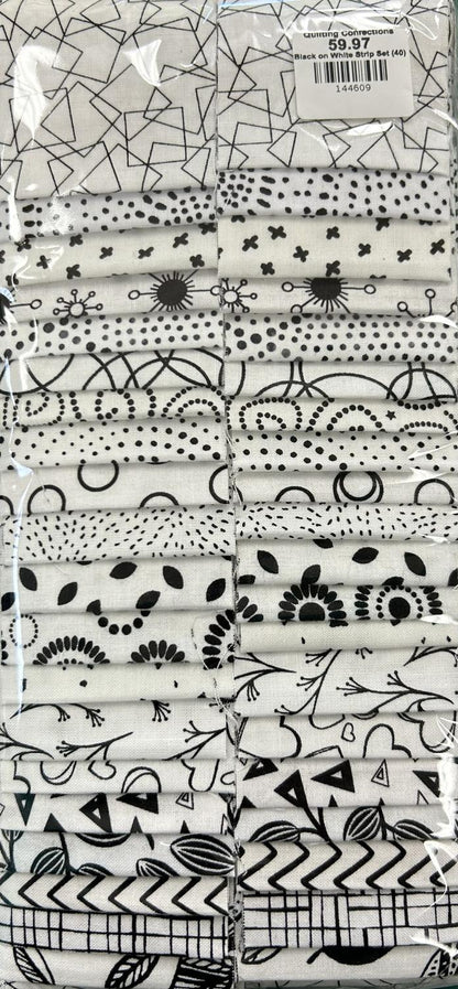 Black on White 2.5" Strips(40)
