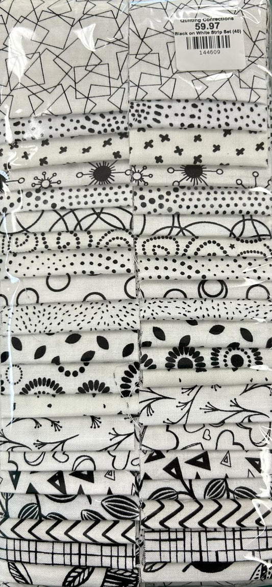 Black on White 2.5" Strips(40)