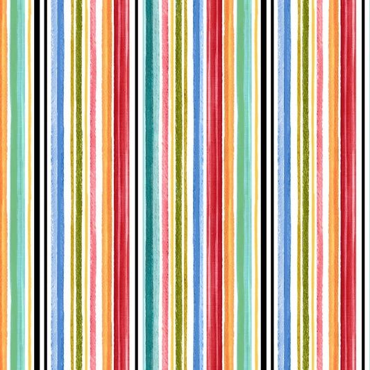 White Multi Color Stripe